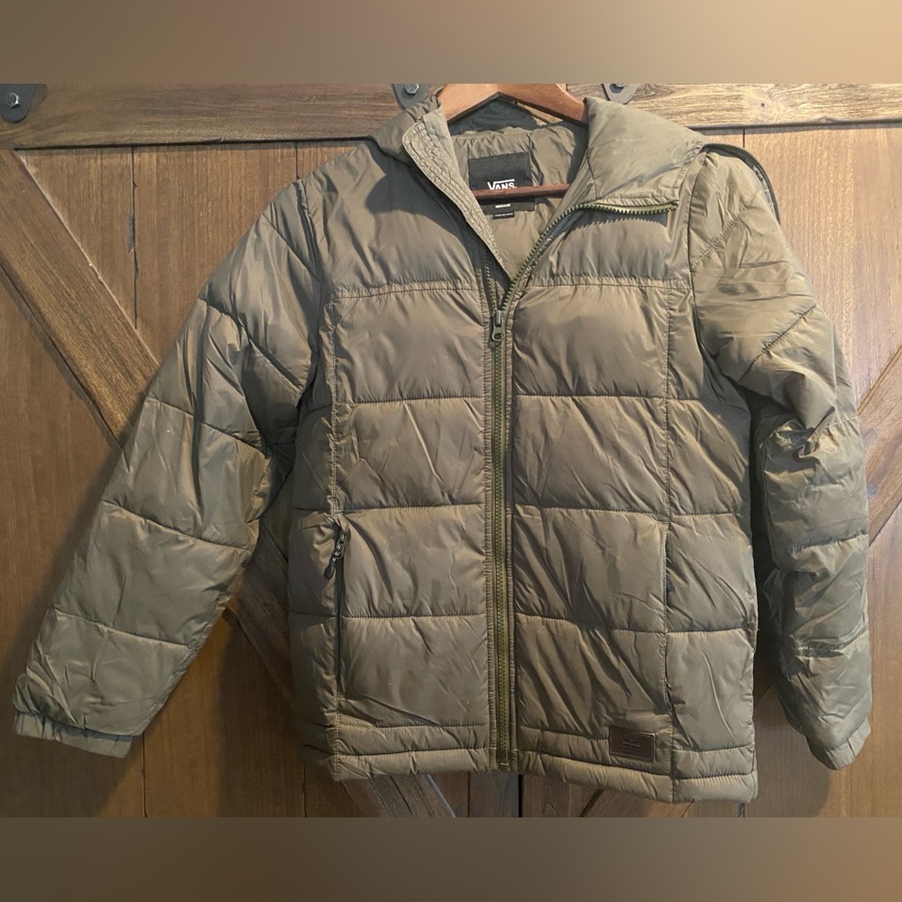 Vans Medium Olive Green Hooded Puffer Jacket